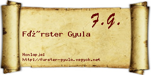 Fürster Gyula névjegykártya